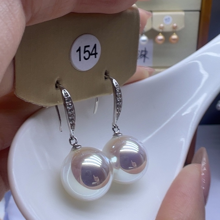 银S925镶嵌淡水珍珠耳饰