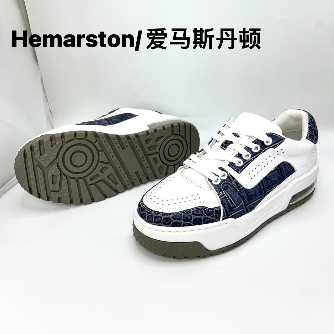 小胖丁手工擦灰色：运动风拼色增高休闲板鞋百搭男士经典潮流