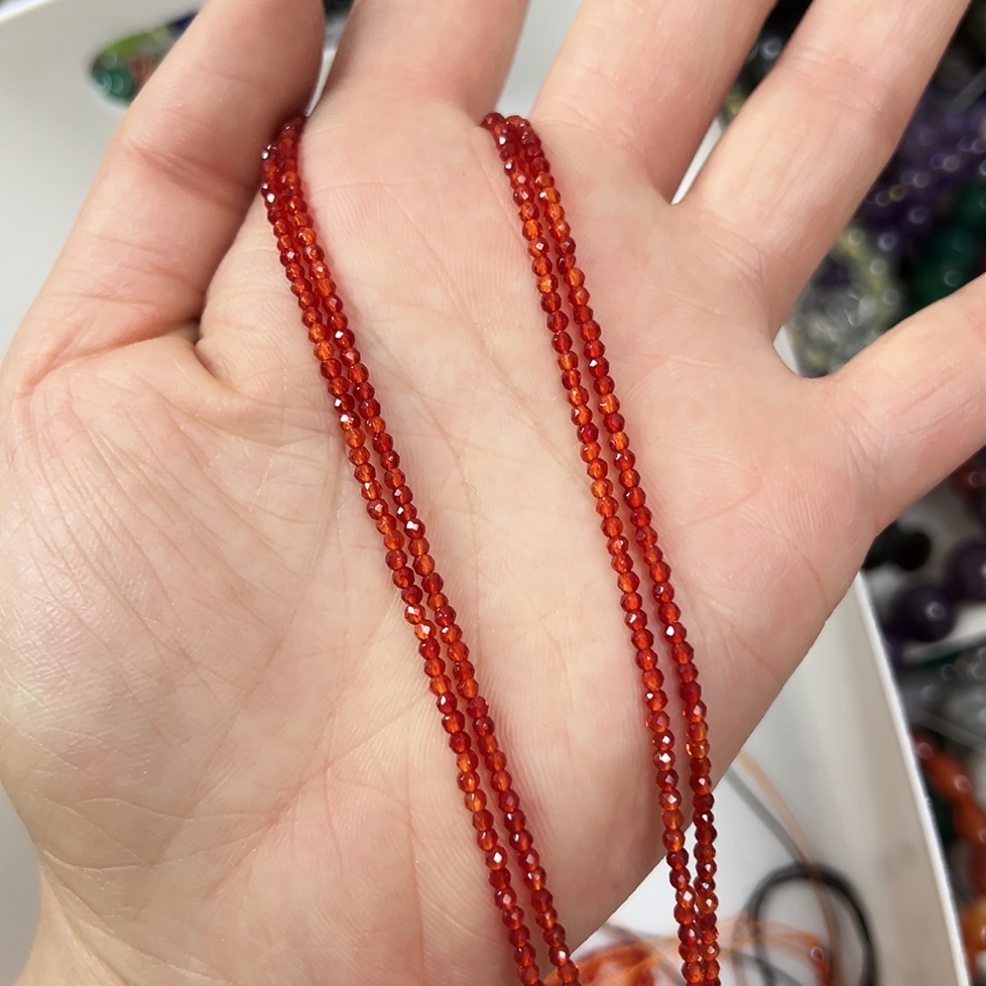 玛瑙/玉髓合金珠宝半成品，卡2橙石榴石2条