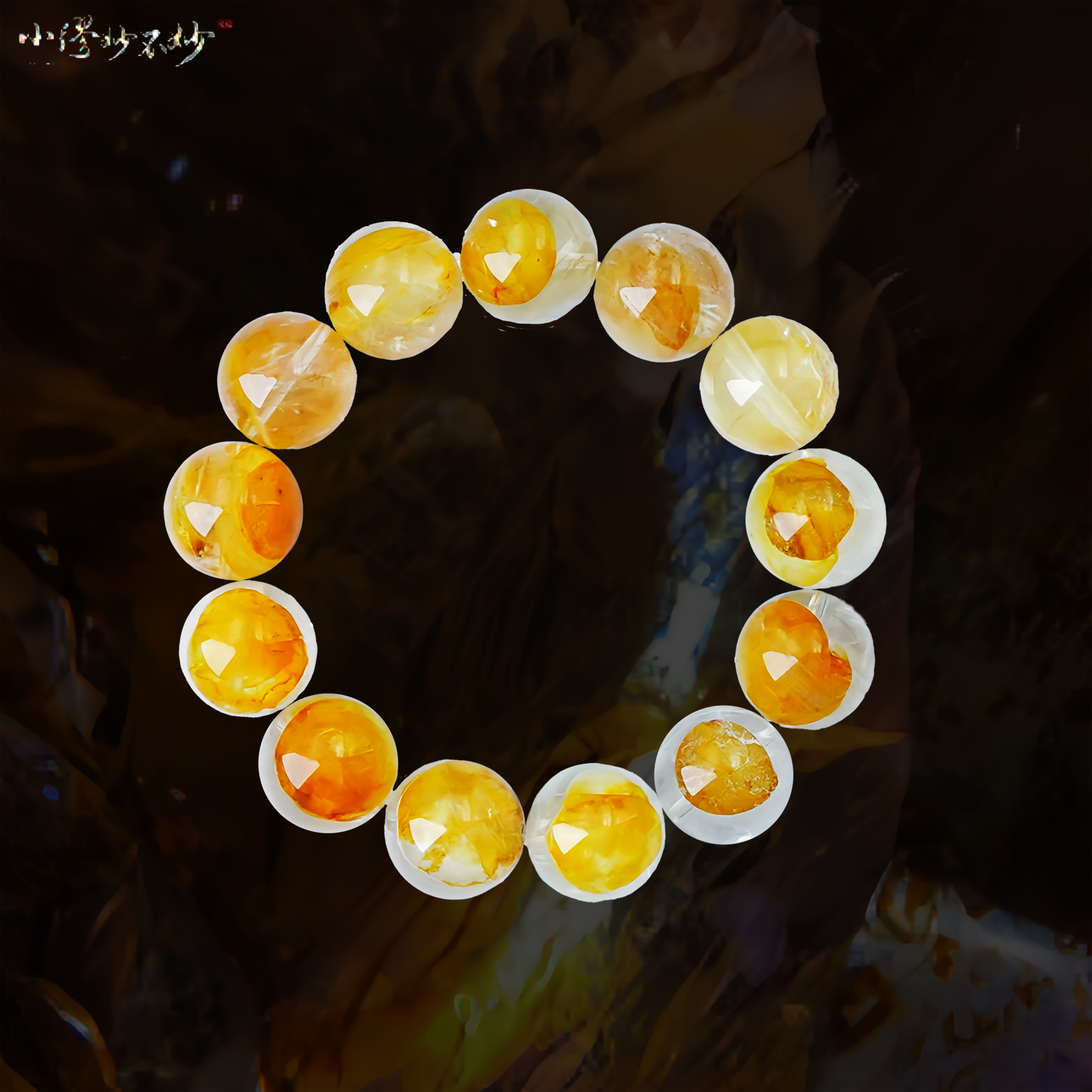 【缪老师严选】SJ2630  透体大花瓣/黄胶花水晶手链 多样性发其一