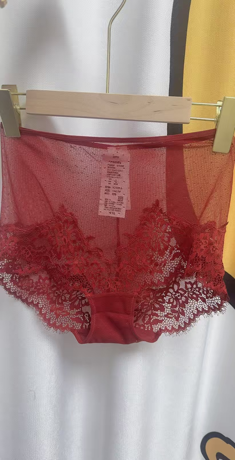 YQ内裤系列【好运走点】本命年红色内裤蕾丝大包臀2501A女三角内裤