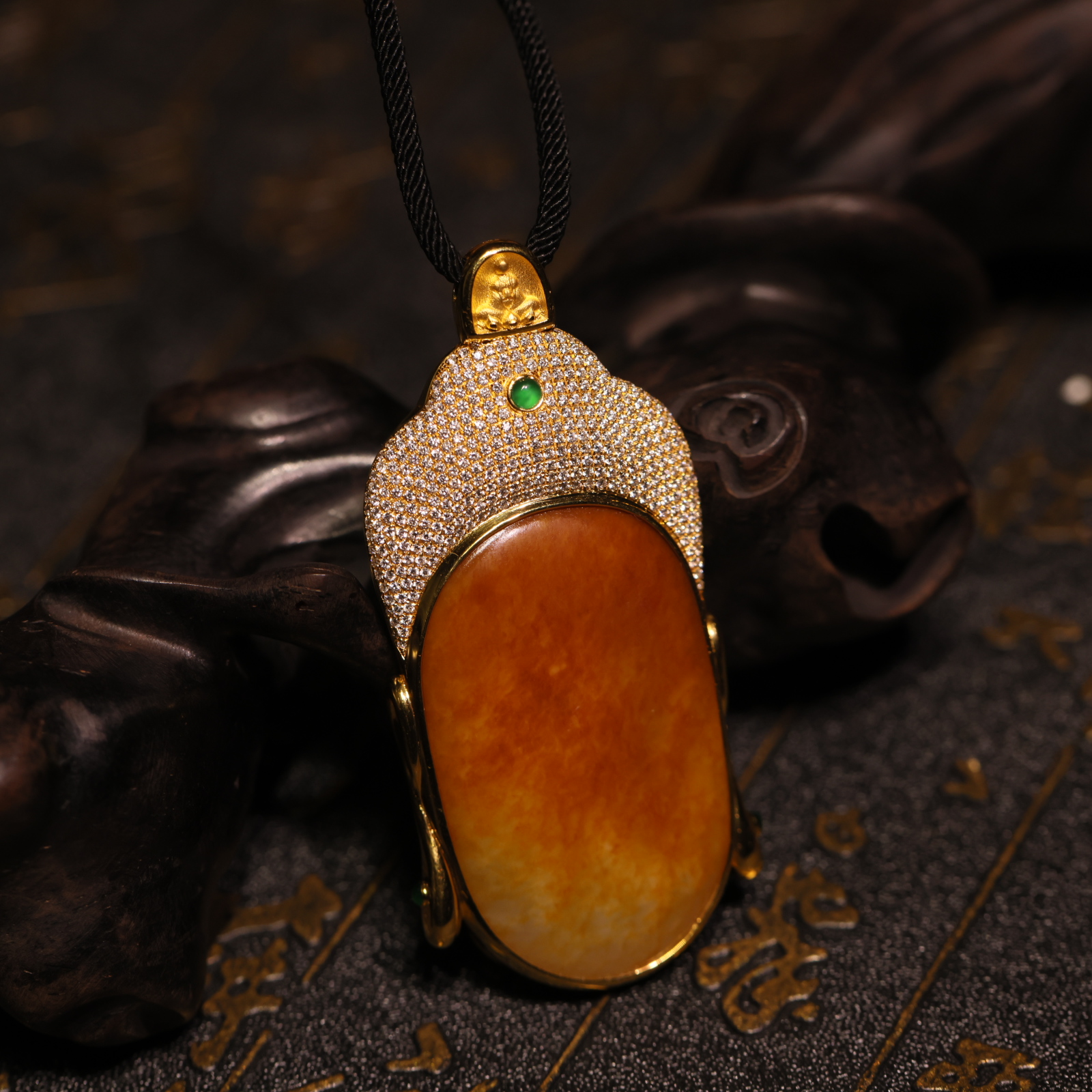 【新疆马爷珠宝】子料古法金镶嵌无相佛意境