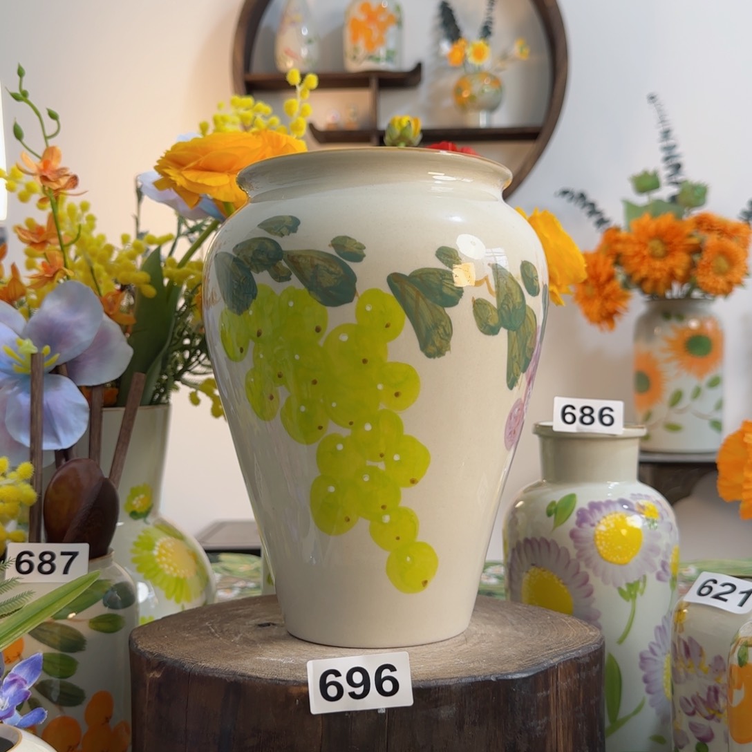 摆件景德镇陶瓷手绘小花瓶摆件无孔