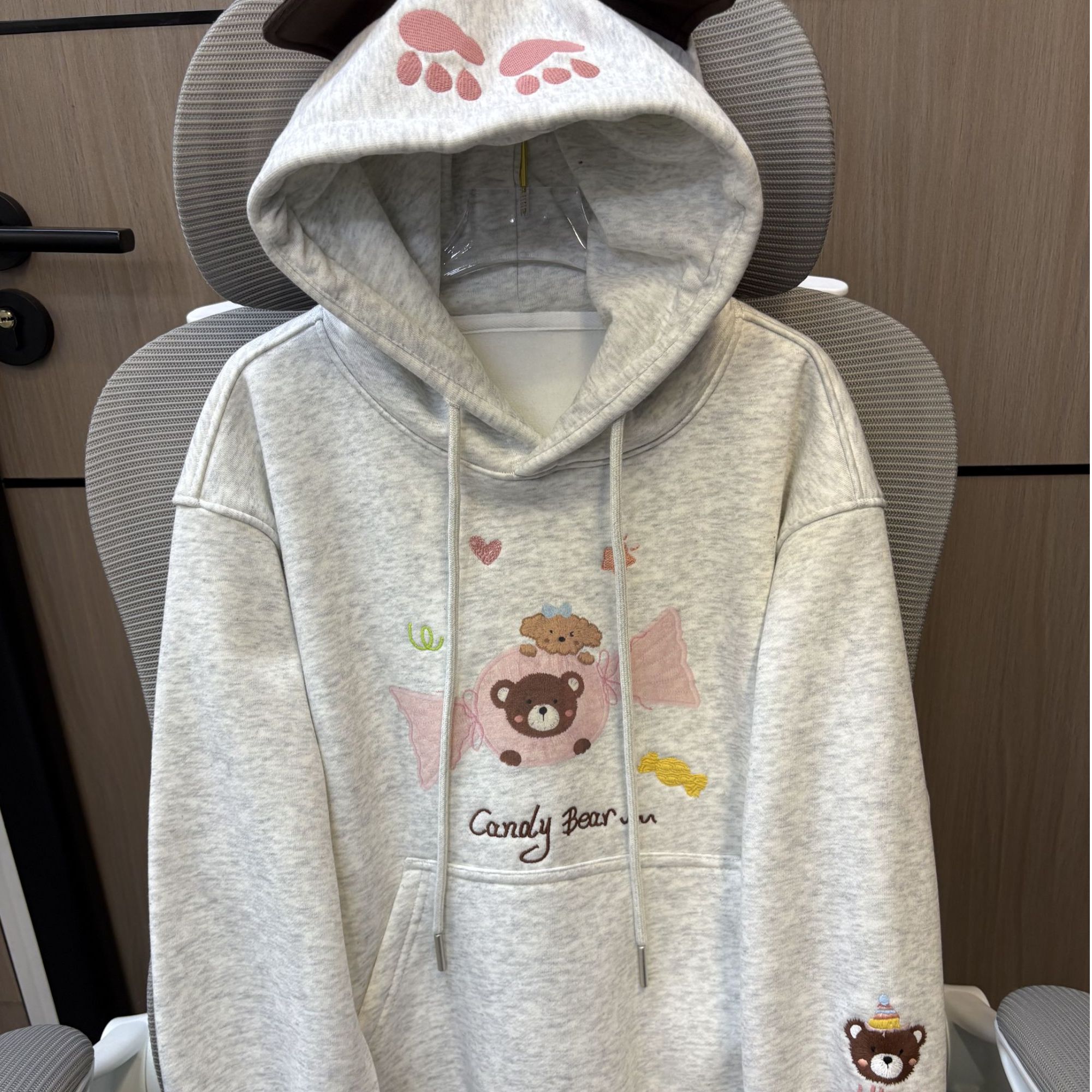 冬款洋气糖果小熊加绒女童连帽卫衣 F217 217 R