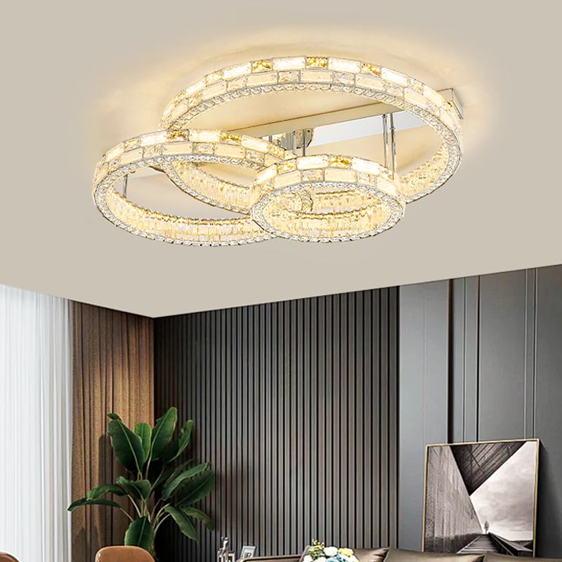 水晶灯客厅主灯led吸顶灯简约现代大气圆形轻奢豪华大厅高端灯具