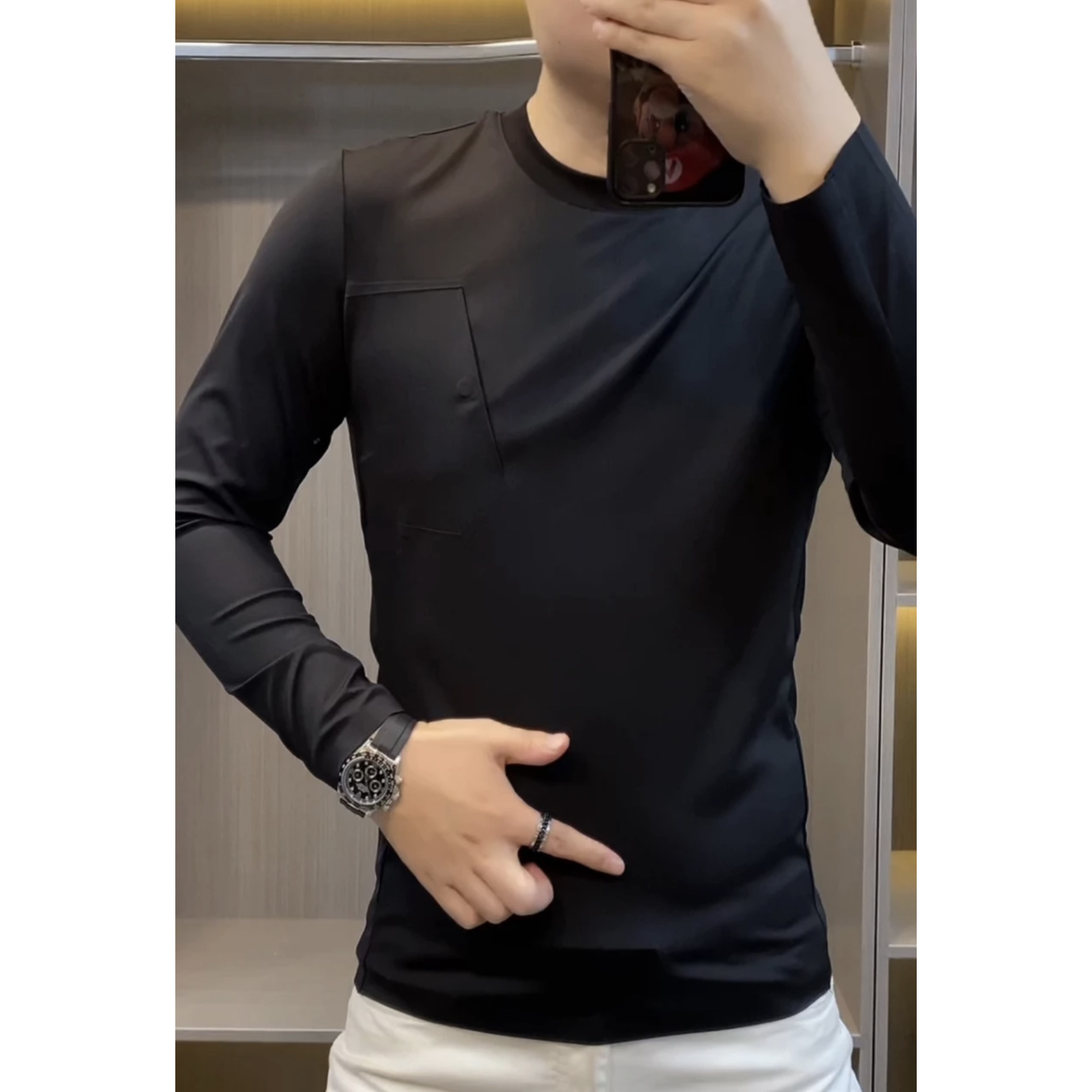 秋冬新款时尚男士欧货打底衫卫衣休闲百搭高品质长袖内搭POLO衫L7