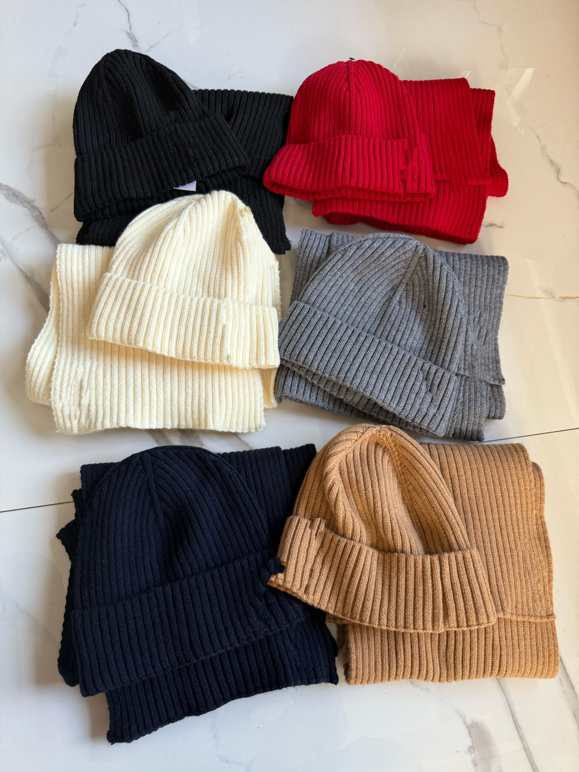 百搭字母针织帽帽子围巾时尚秋冬季套装