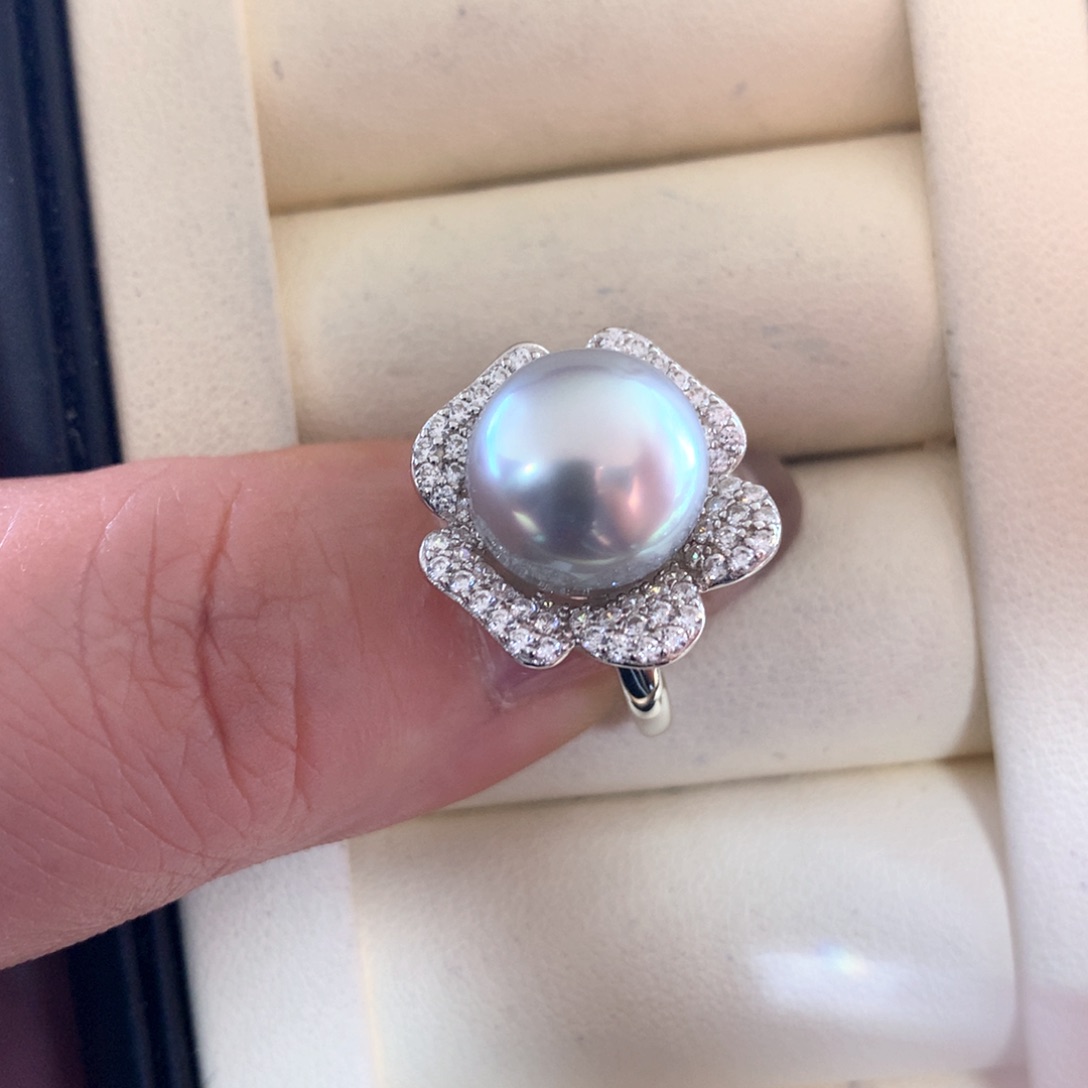 海水珍珠戒指银S925镶嵌