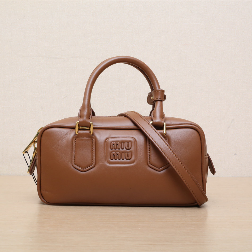 95新 MIU MIU/缪缪 【娇】手提包22 焦糖色 皮革CP235399735