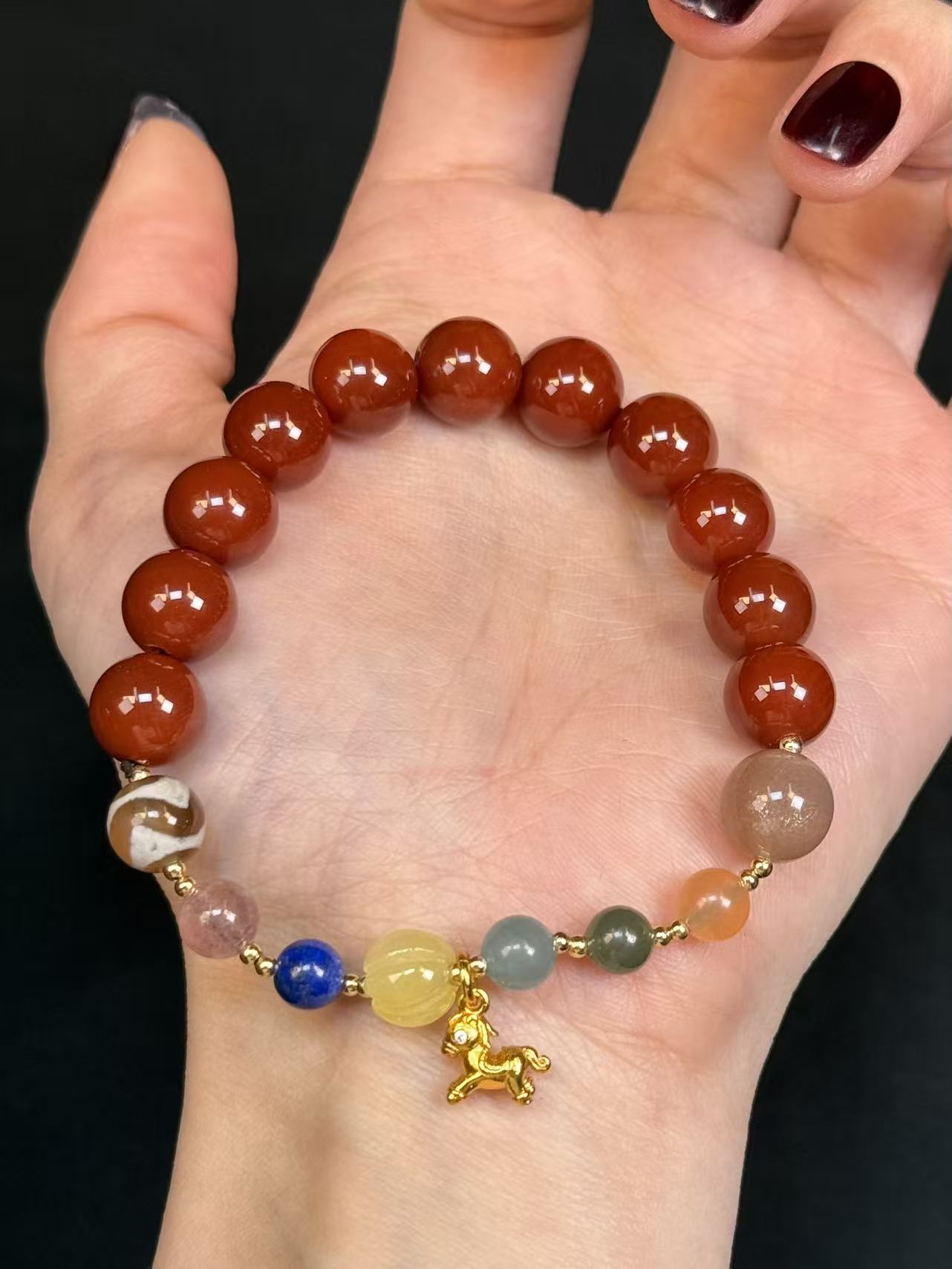 朱朱专属-南红玛瑙1.0mm+半山烟雨单圈手链（无礼盒）MK1093