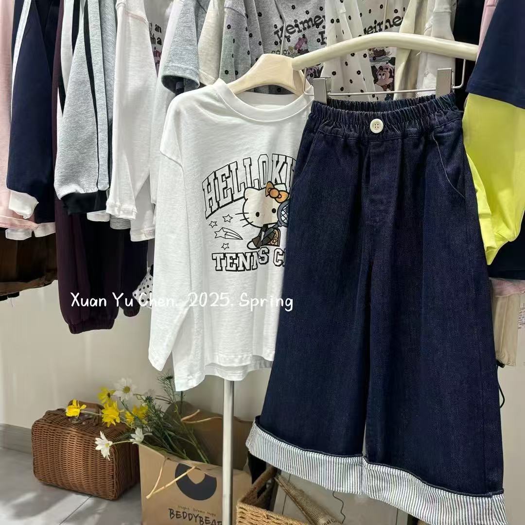 【西小柚】25新款韩版男女童休闲裤牛仔裤