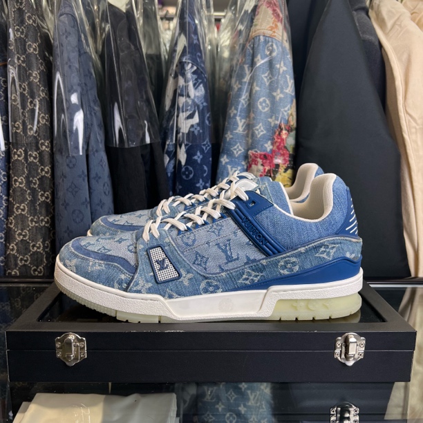 99新 LouisVuitton/路易威登 trainer蓝牛仔板鞋/43码/原盒