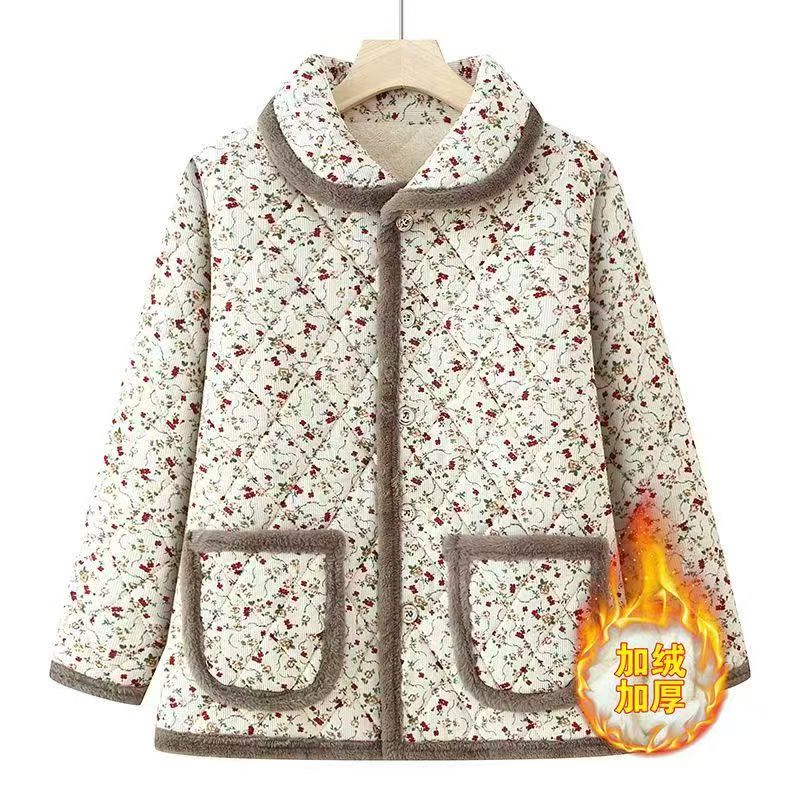 花袄保暖棉袄加绒长袖棉袄碎花