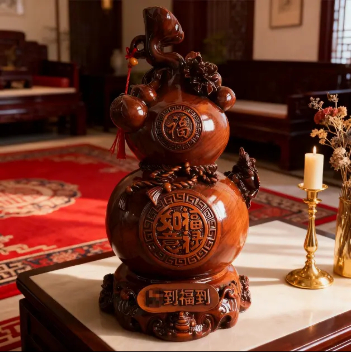 财到福到葫芦家居摆件工艺品办公室大葫芦摆件博古架摆件前台摆件