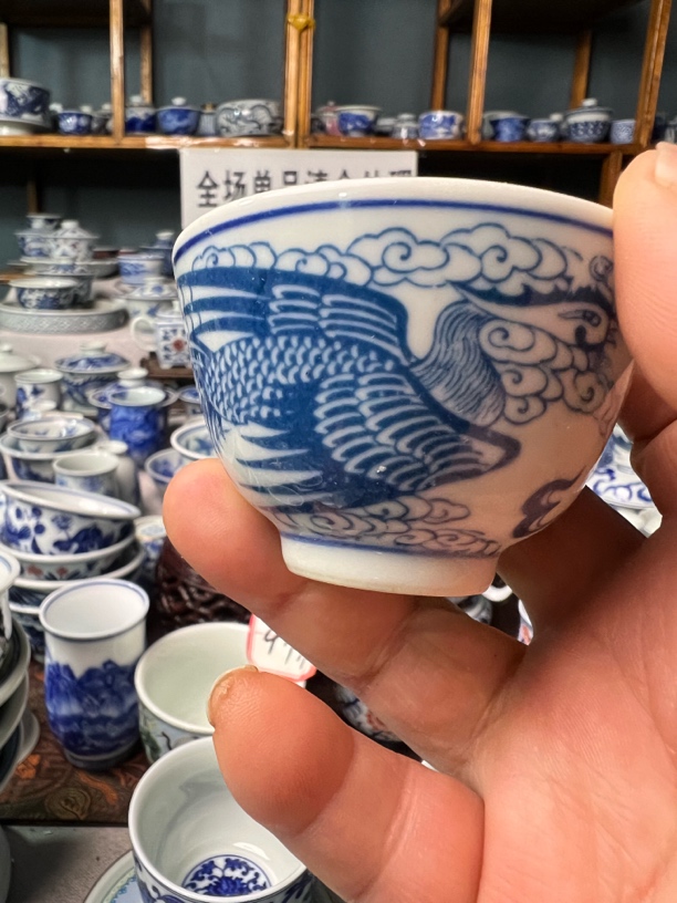 景德镇青花双凤杯