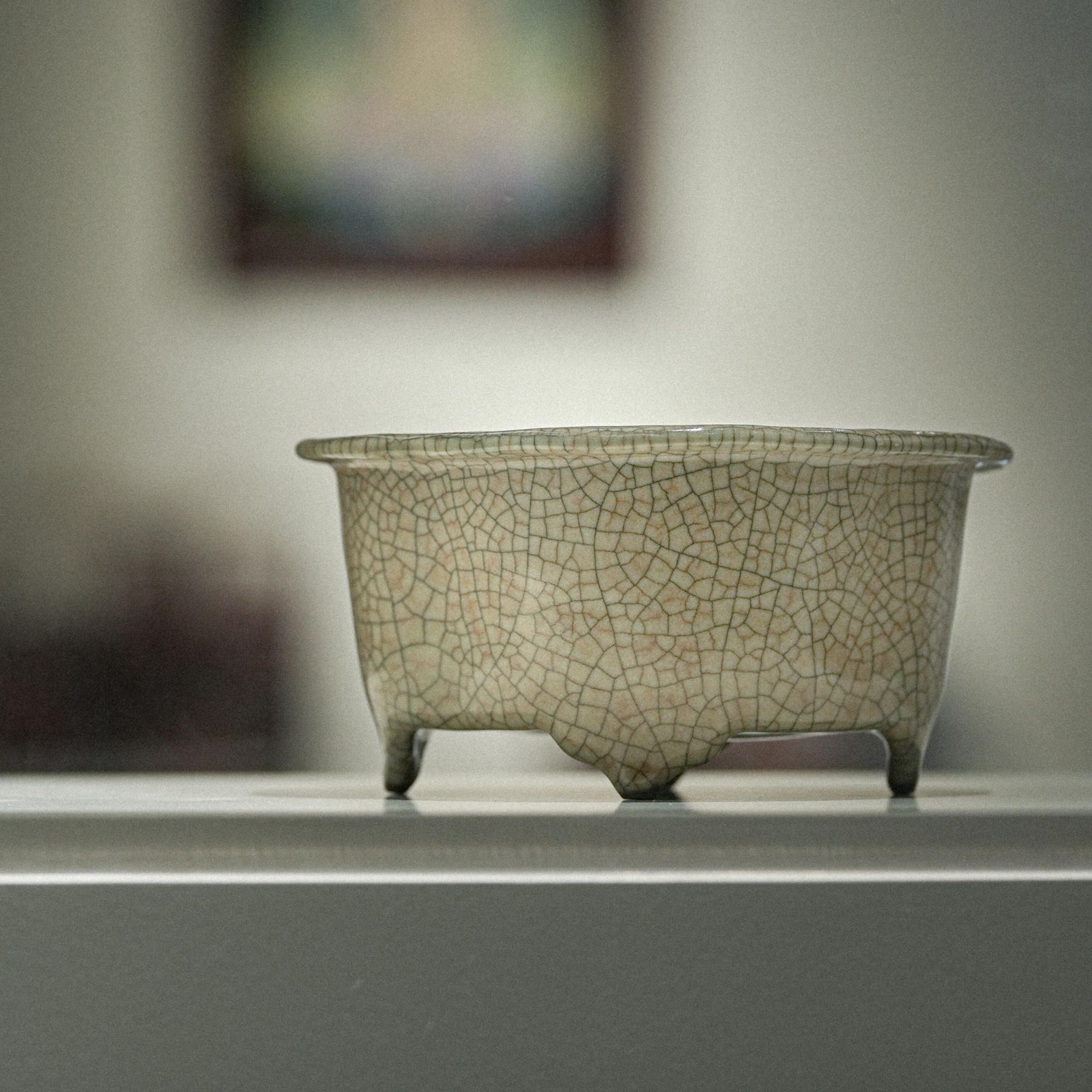 古儿·海棠式洗 妙品 叶氏哥窑叶克伟中式手工经典文房器