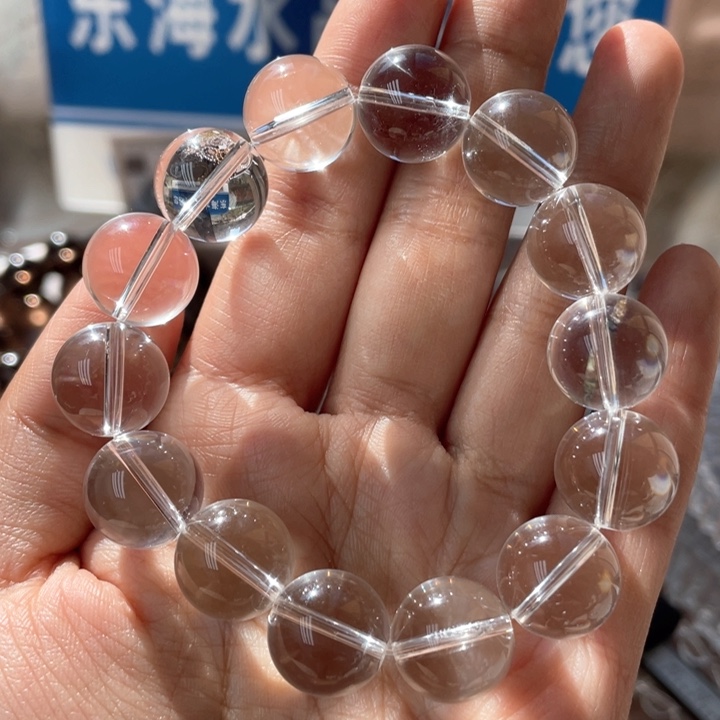 水晶手串未镶嵌纯净体白水晶双A