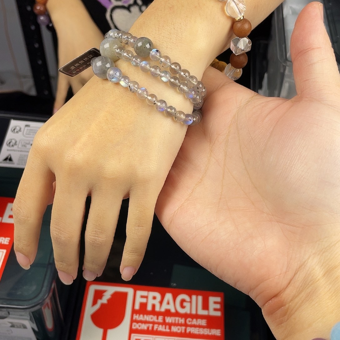 水晶手串银S925镀金镶嵌