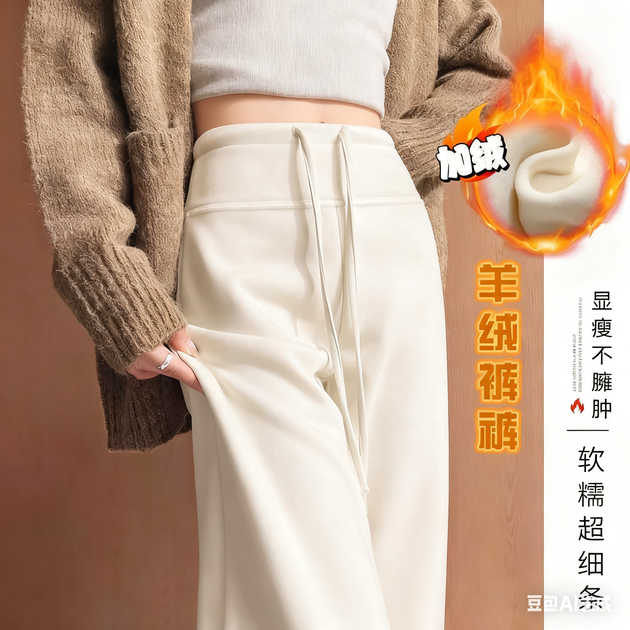 （原版银狐绒+运险）2025新款休闲加绒加厚高腰垂感宽松显瘦阔腿裤