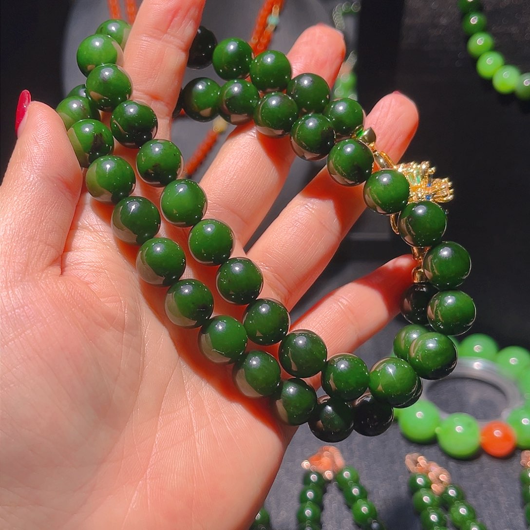 颈饰未镶嵌和田玉迎*聚红皮45颗