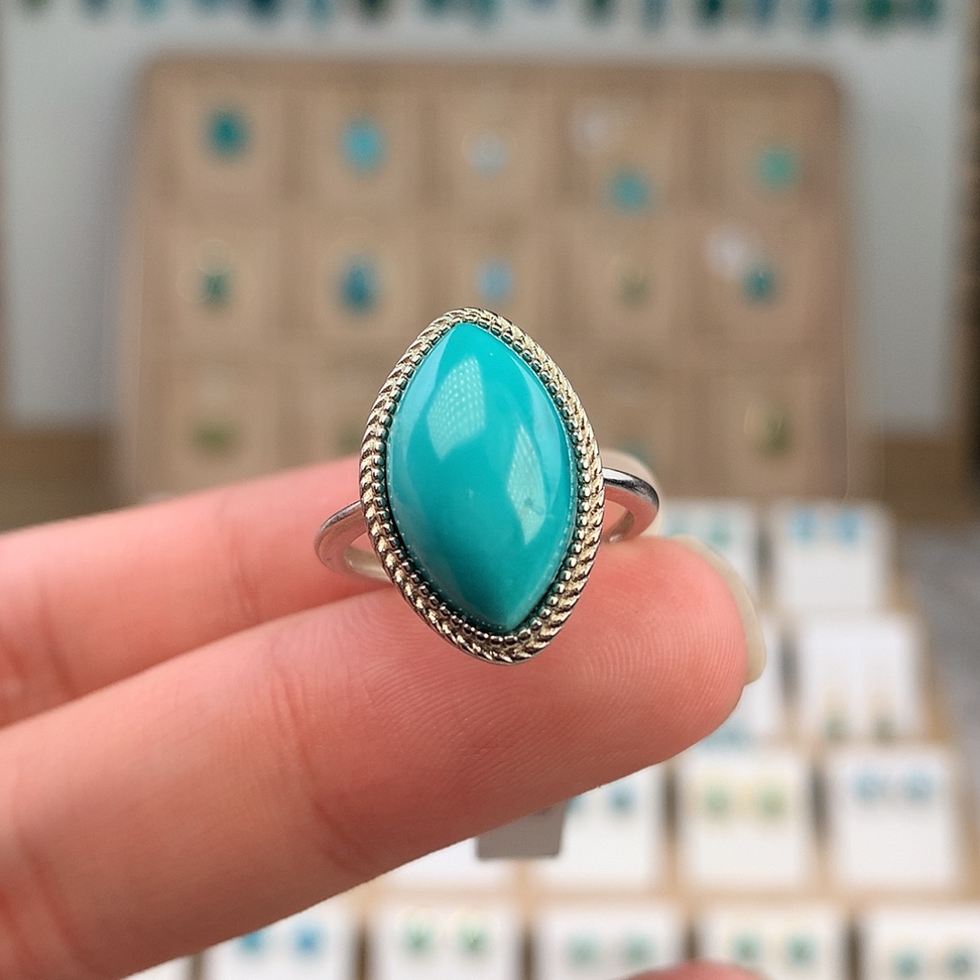 绿松石银S925镶嵌戒指