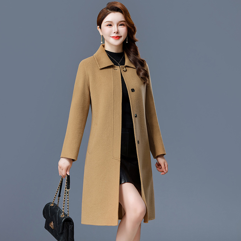 双面呢羊毛大衣女长款2025新款妈妈秋冬气质时尚修身显瘦毛呢外套