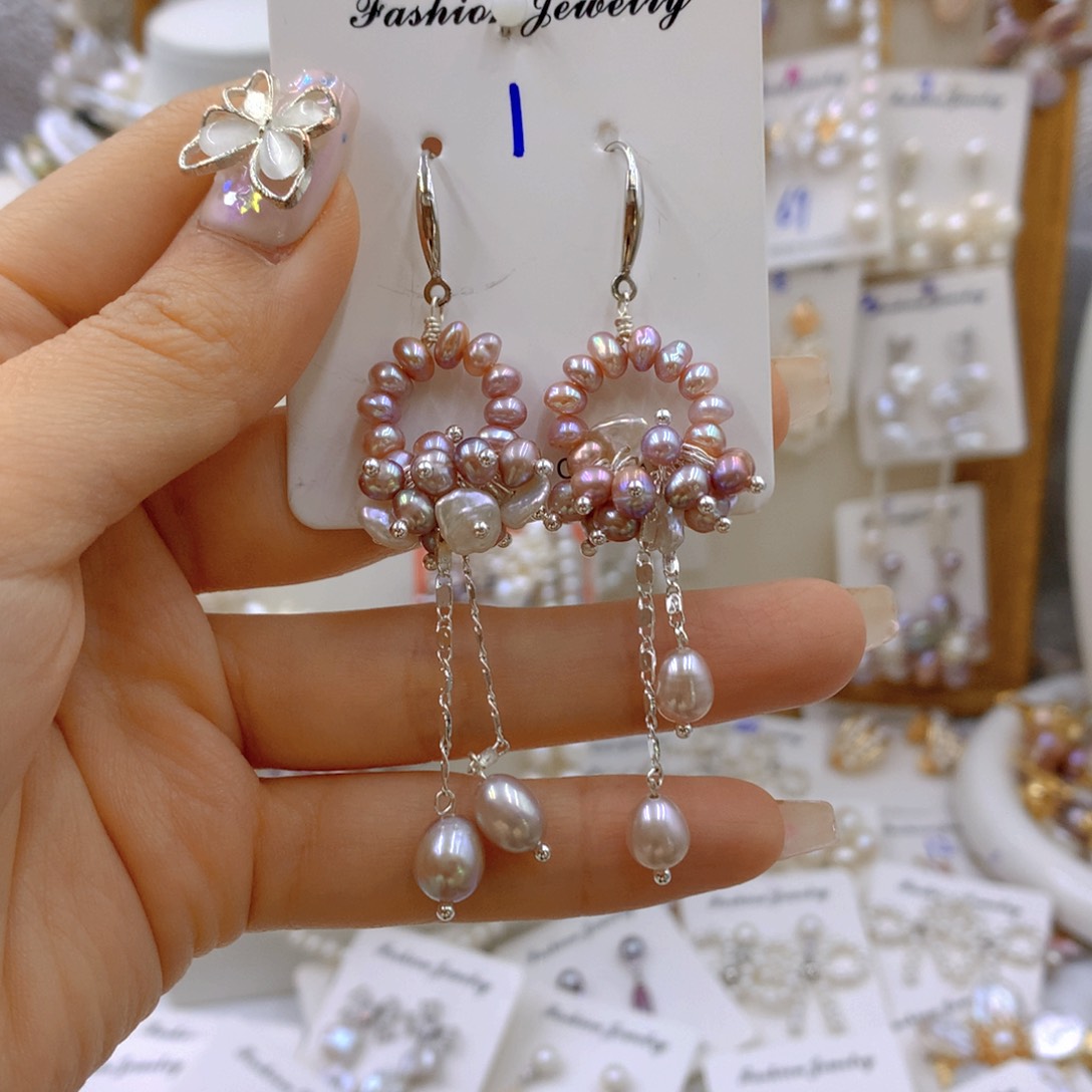 淡水珍珠耳饰合金