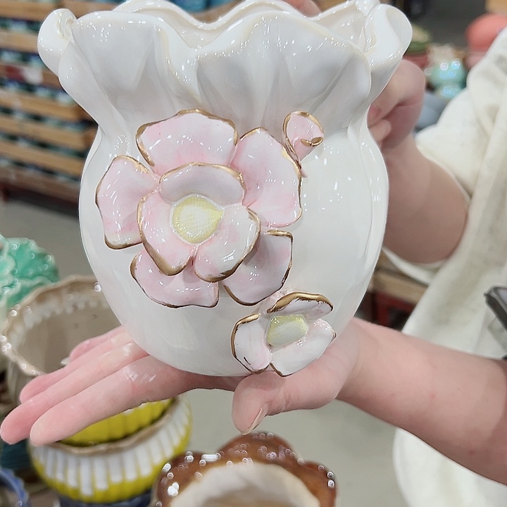 有孔.凑满10元发货多肉陶瓷花盆！