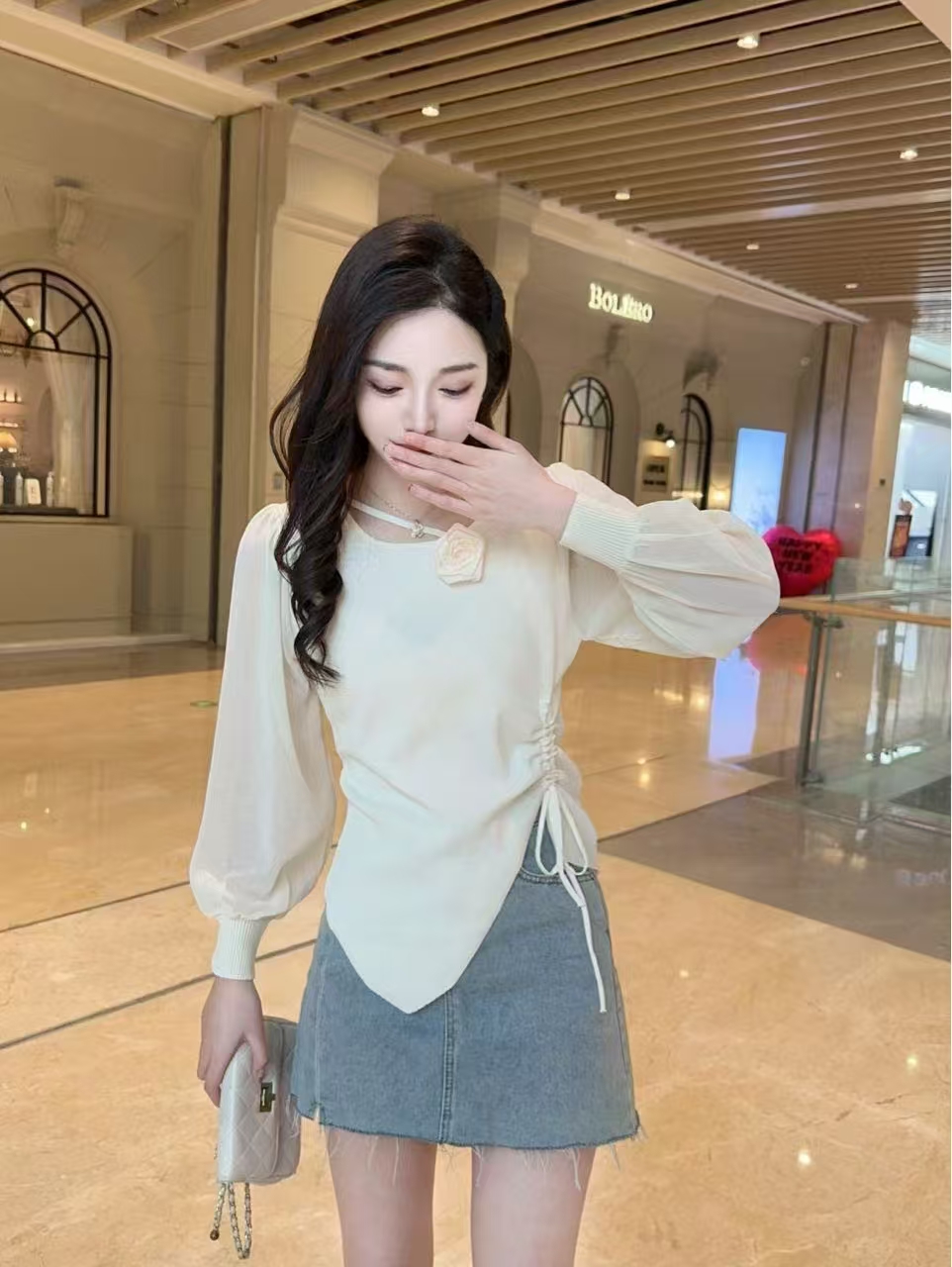 5066立体花朵针织短袖t恤女春款2025春装新款洋气上衣