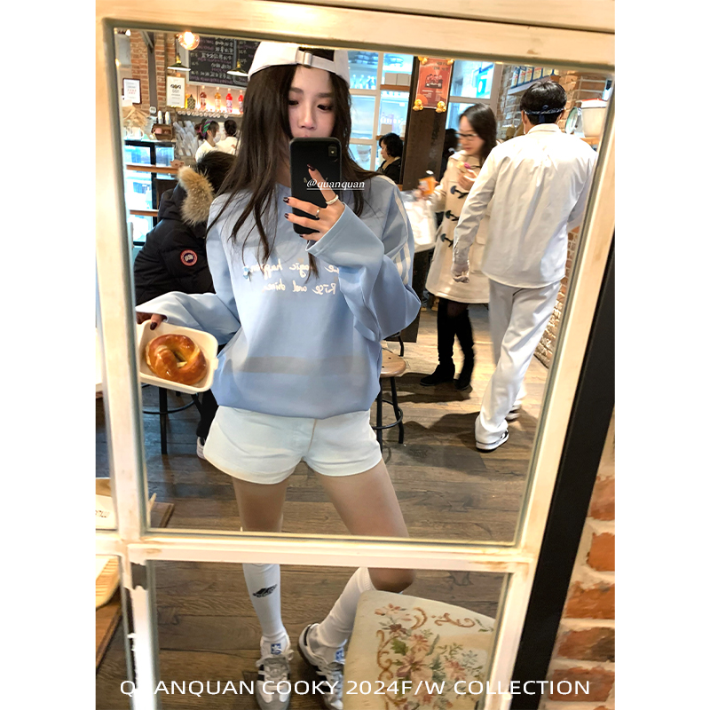 圈圈cooky 腿精本精 显瘦紧身水洗直筒短裤L0645K