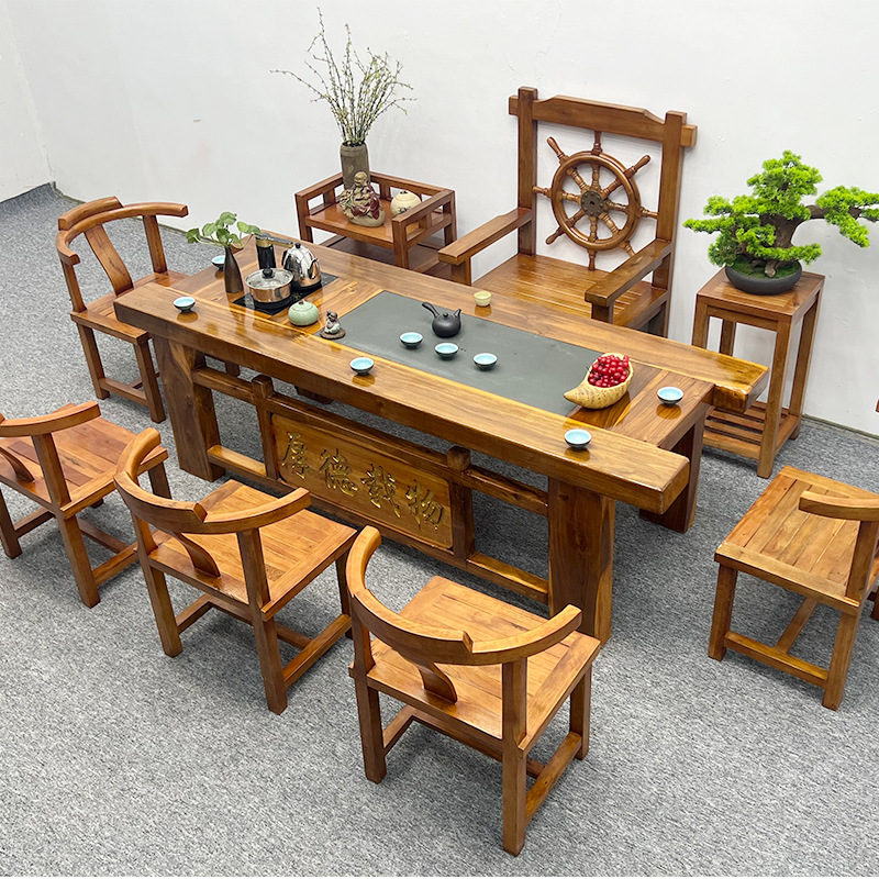 实木茶桌椅组合中式实木家具茶几办公室功夫泡茶台茶具套装一体