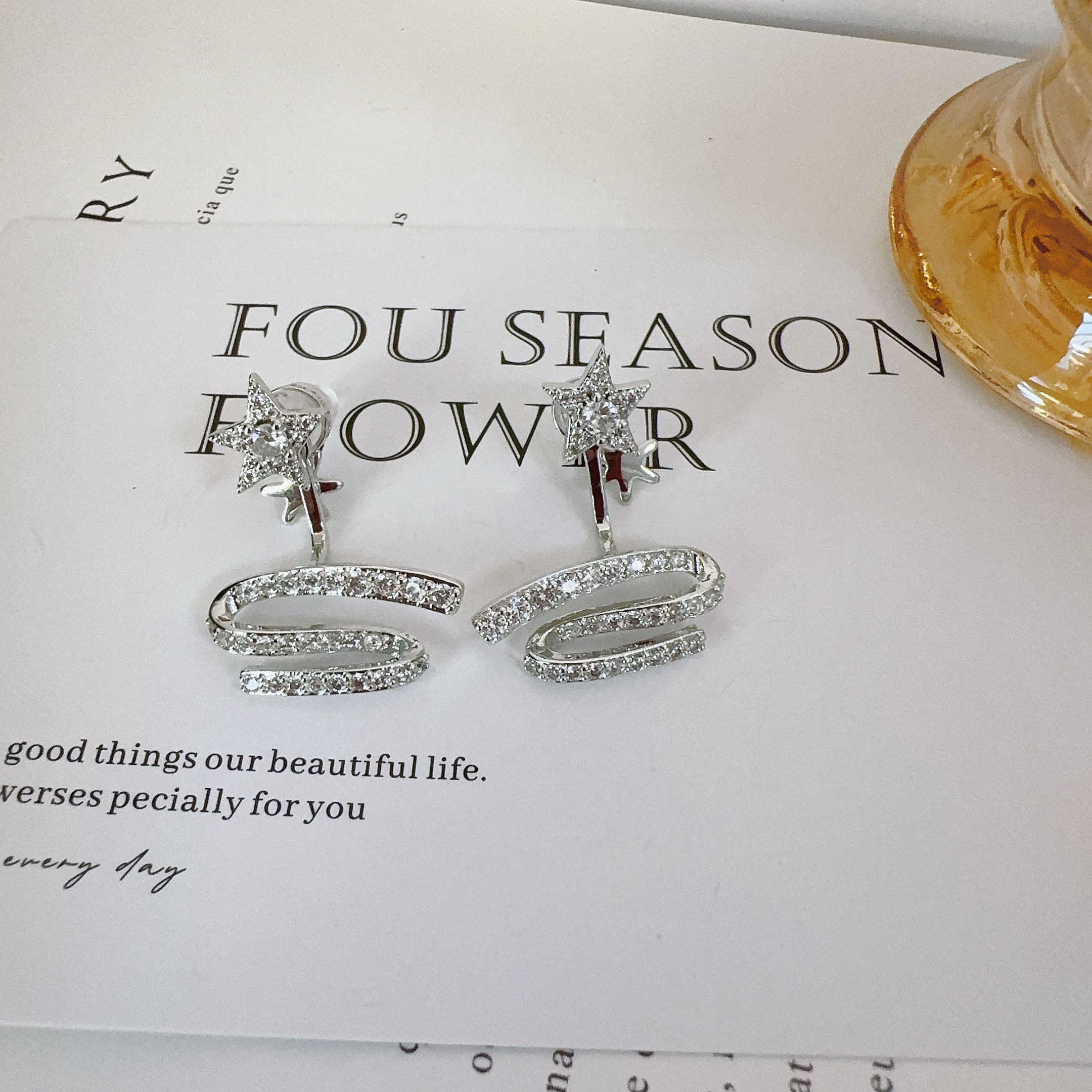 铜合金锆石耳饰 6111 流星飘带耳环