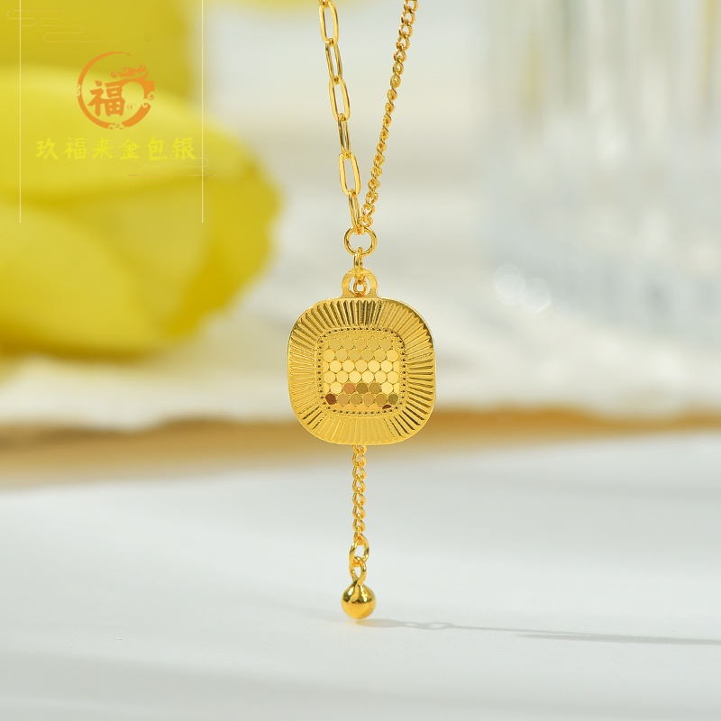 坠链均足银 足银套链【玖福来】足银碎冰冰方糖套链简约时尚