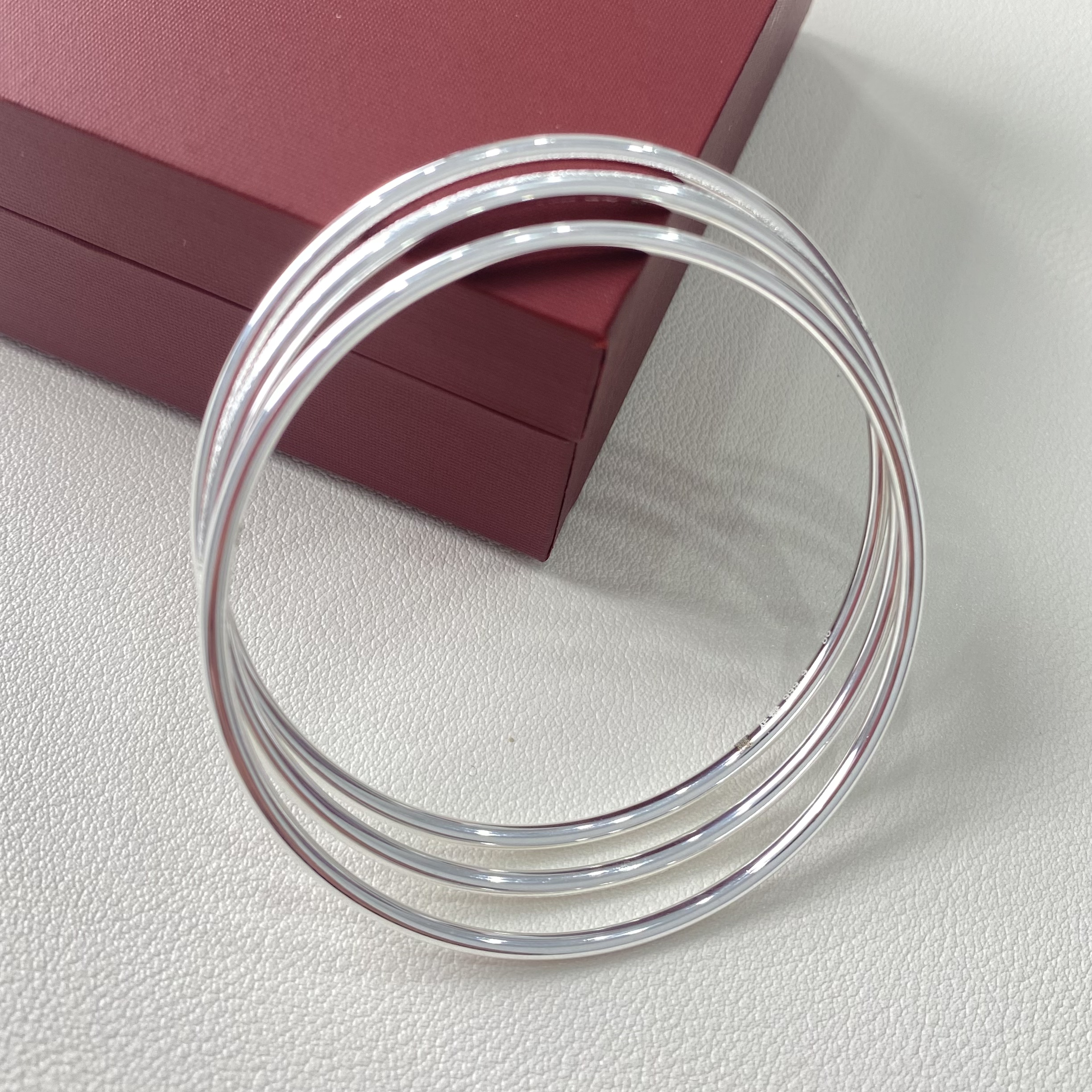 足银手镯 水贝国韵银饰甄选【足银999.9三圈三生三世手镯】