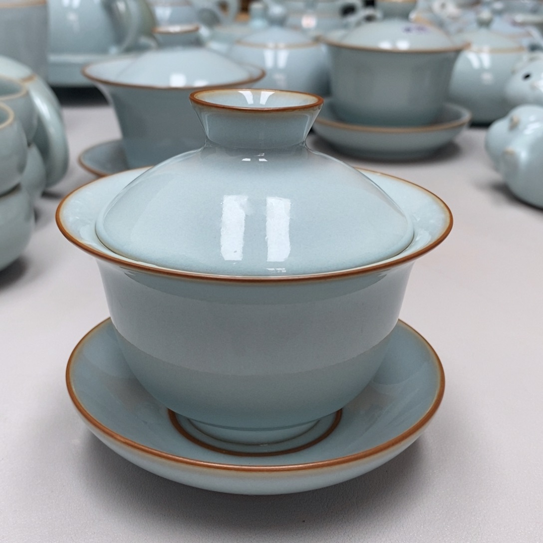 微瑕元宝盖碗无礼盒