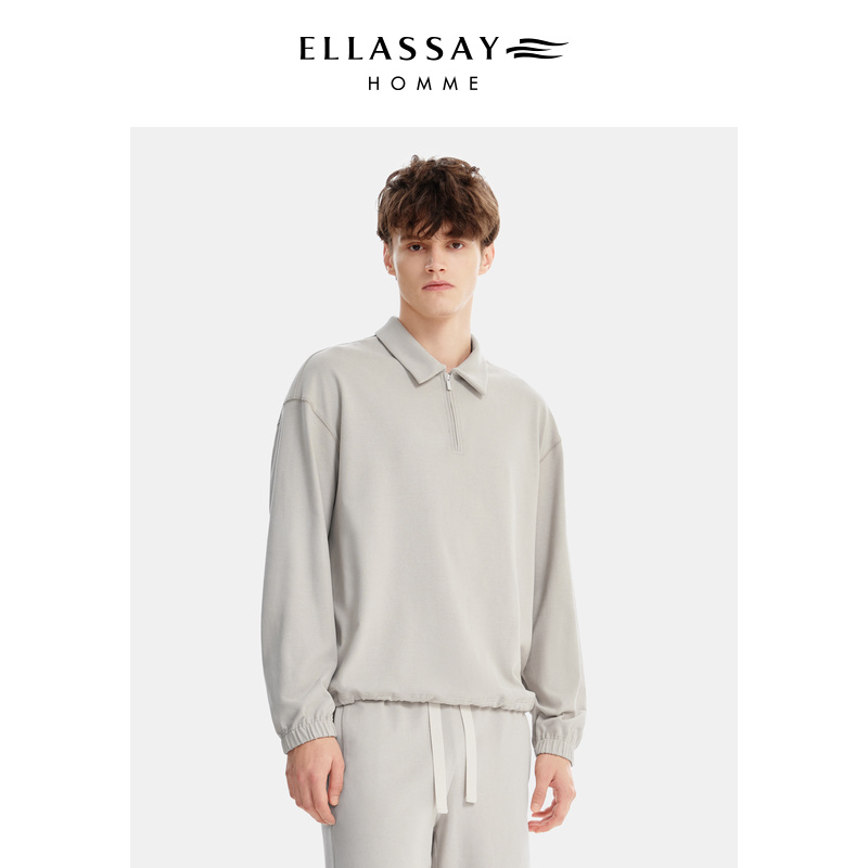 ELLASSAY歌力思男装秋冬全棉长袖翻领上衣EME343Z02800