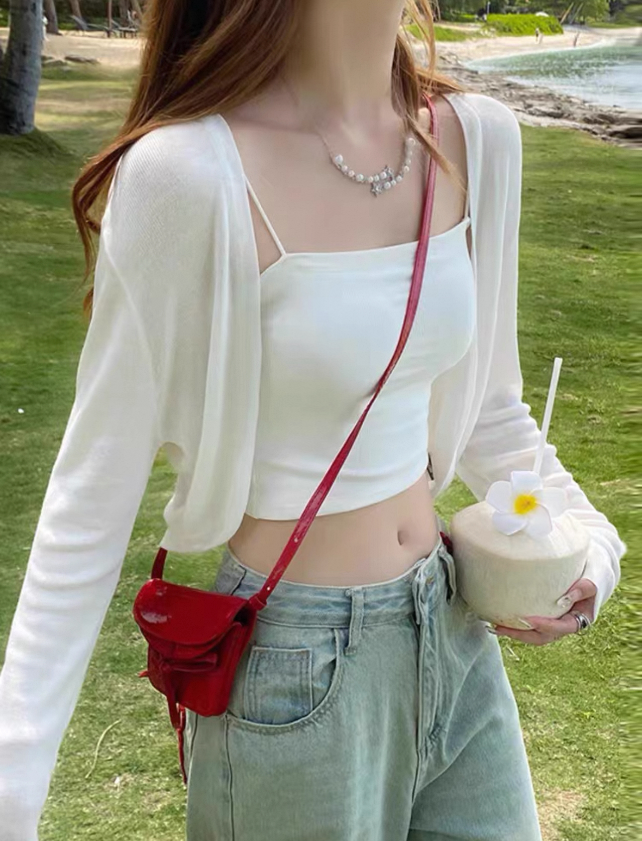 【生菜古着】夏季开衫外搭蕾丝镂空外套(直播间扣号链接)