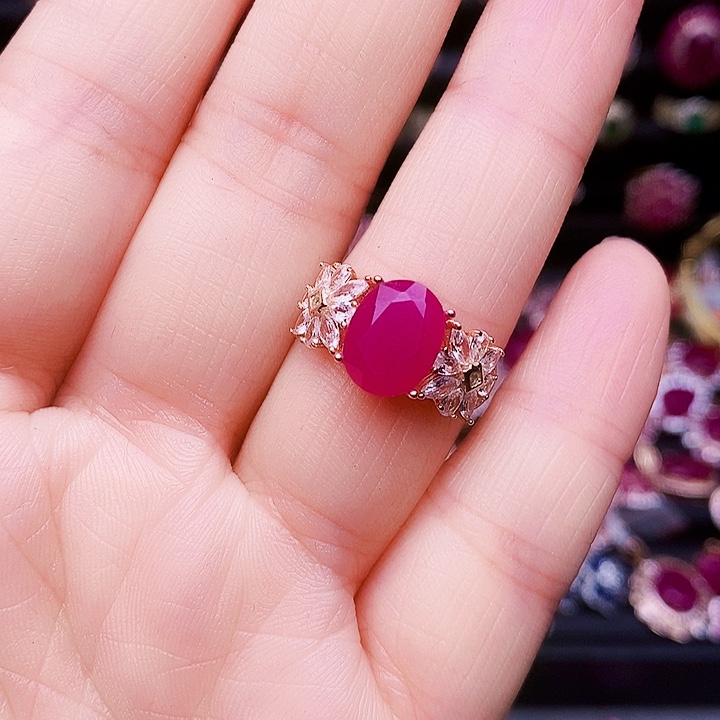 红宝石戒指银S925镶嵌