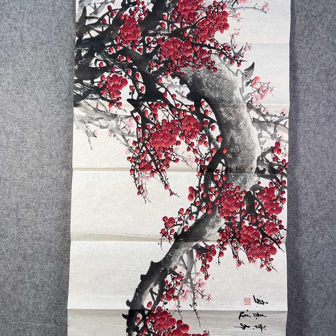 国画735 花鸟在树丛的顶端鸣叫叫声响