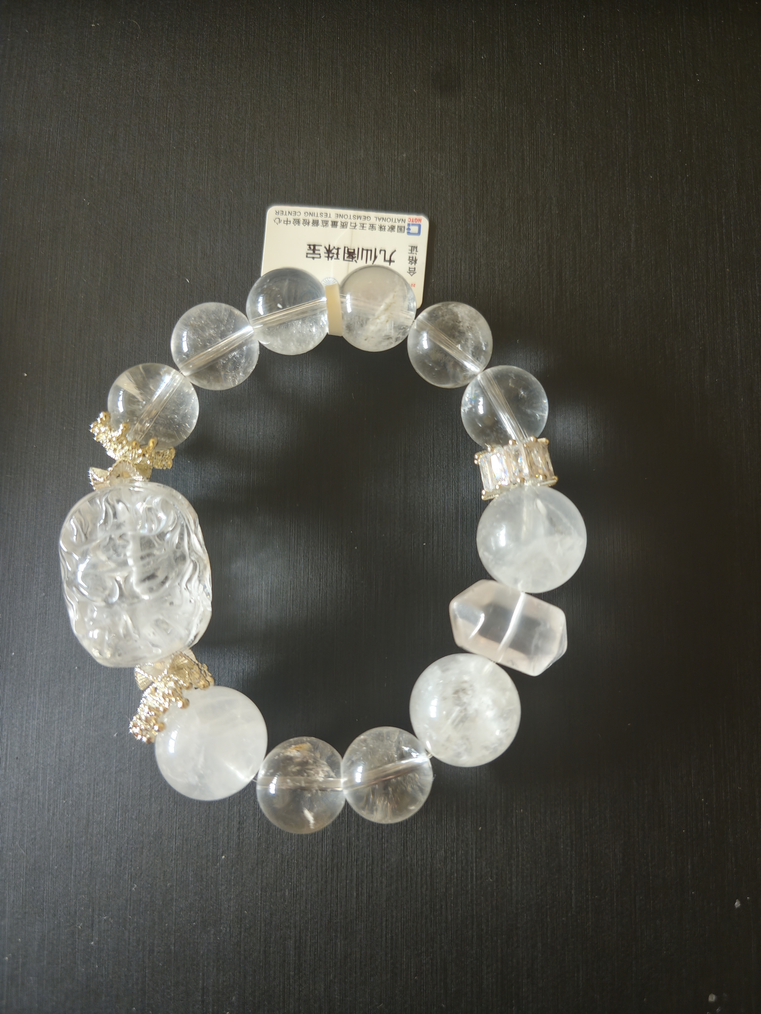 白水九尾狐牌白阿塞白幽灵水晶手链 *手围带到15