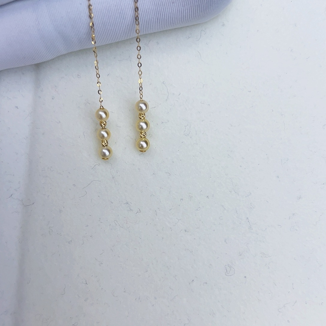 海水珍珠海水akoya设计款耳线ED0418K金镶嵌