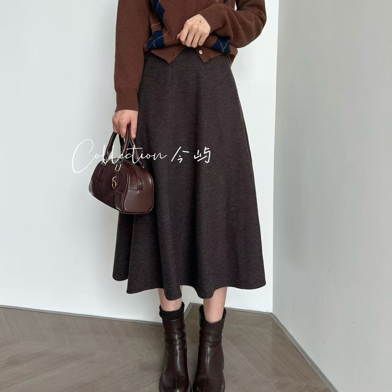 Collection今屿【显瘦小伞裙】法式复古重磅高腰半裙q JY2503Q8107