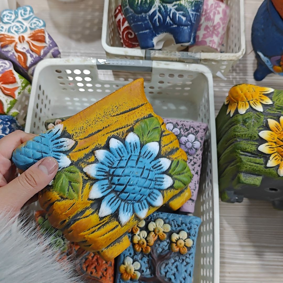 红陶吸水透气的白陶花盆凑满12发货