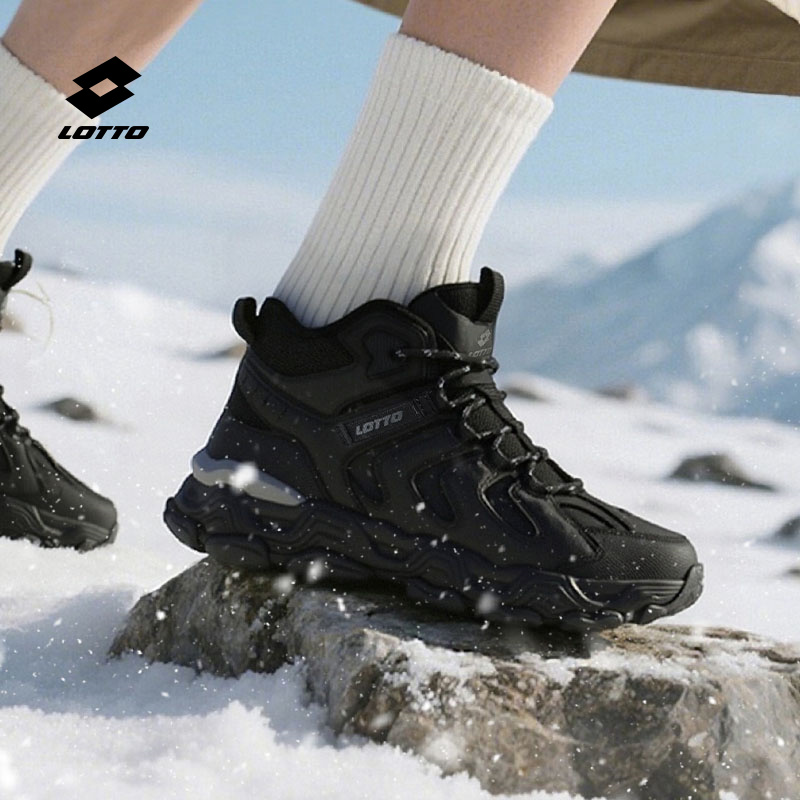 乐途雪地靴男女同款高帮保暖防水皮面加绒保暖防滑厚底运动登山鞋