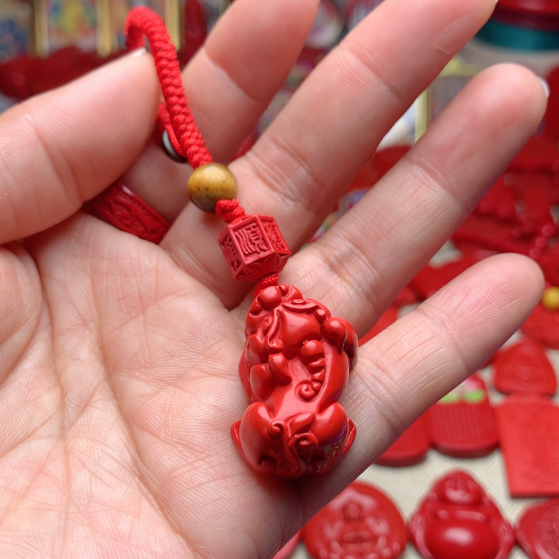 天然辰砂工艺品朱砂钥匙扣