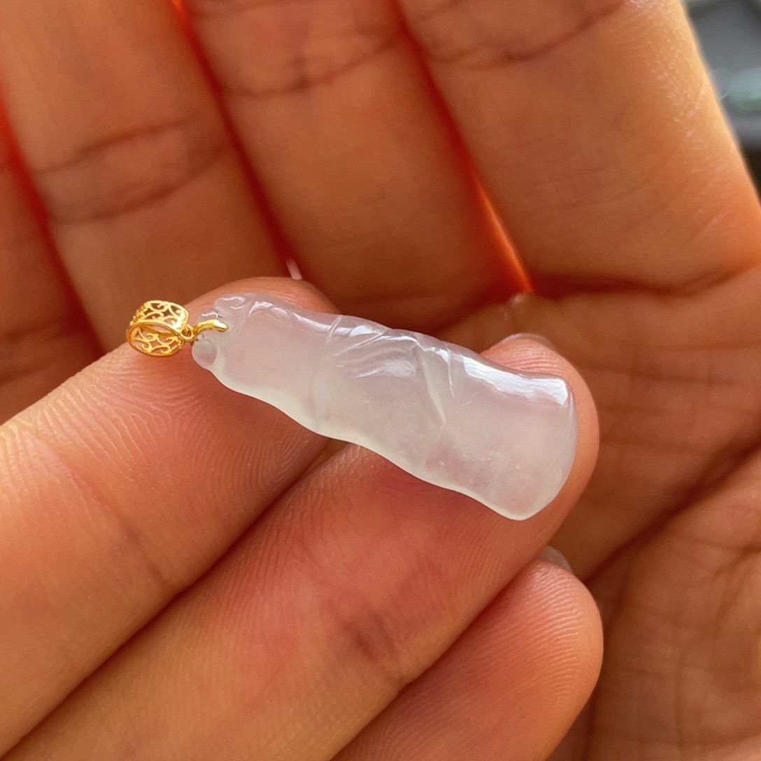 翡翠颈饰18K金镶嵌竹节