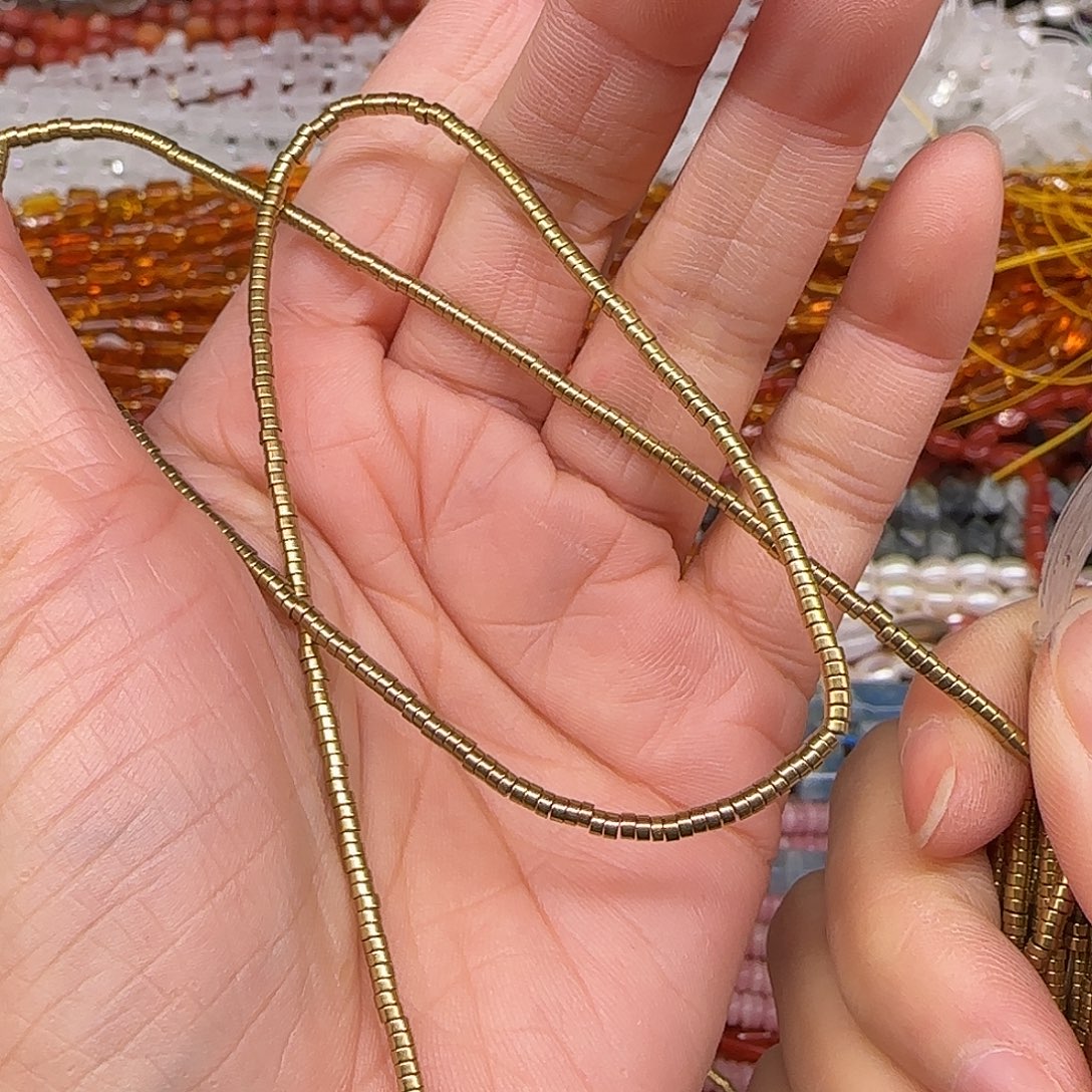 玛瑙/玉髓合金珠宝半成品黑胆石2mm剁珠一条