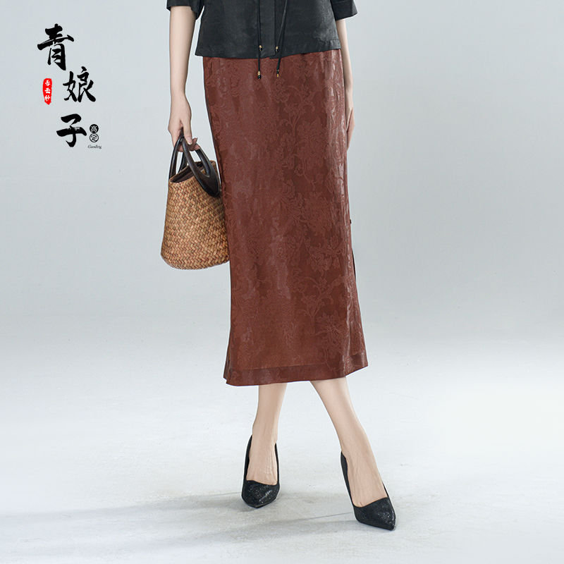 青娘子（铃兰）提花花萝国风复古气质百搭包臀半身裙-61262