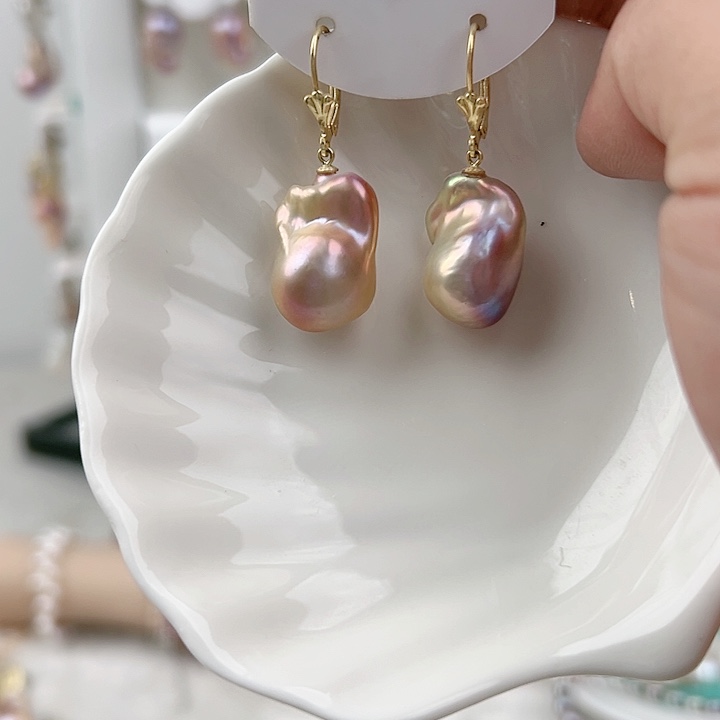 银S925镶嵌耳饰淡水珍珠