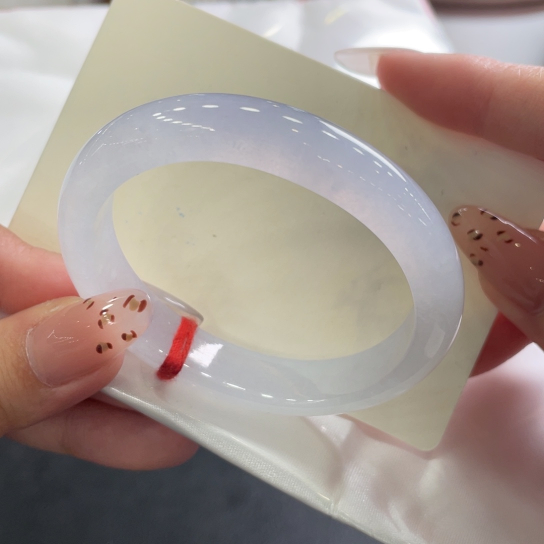 翡翠未镶嵌手镯51.4贵妃 起光冰粉白 10号